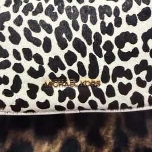 Michael Kors Black and Cream Animal Print Clutch